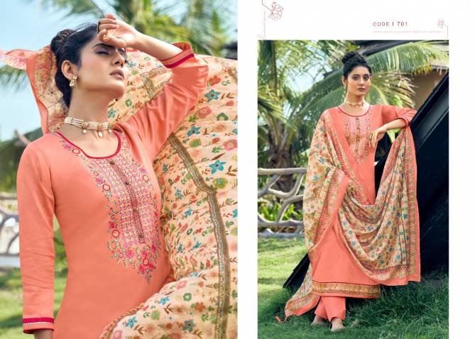 Kainath Latest Digital Jam Silk with Embroidery Work Designer Dress Material Collection.